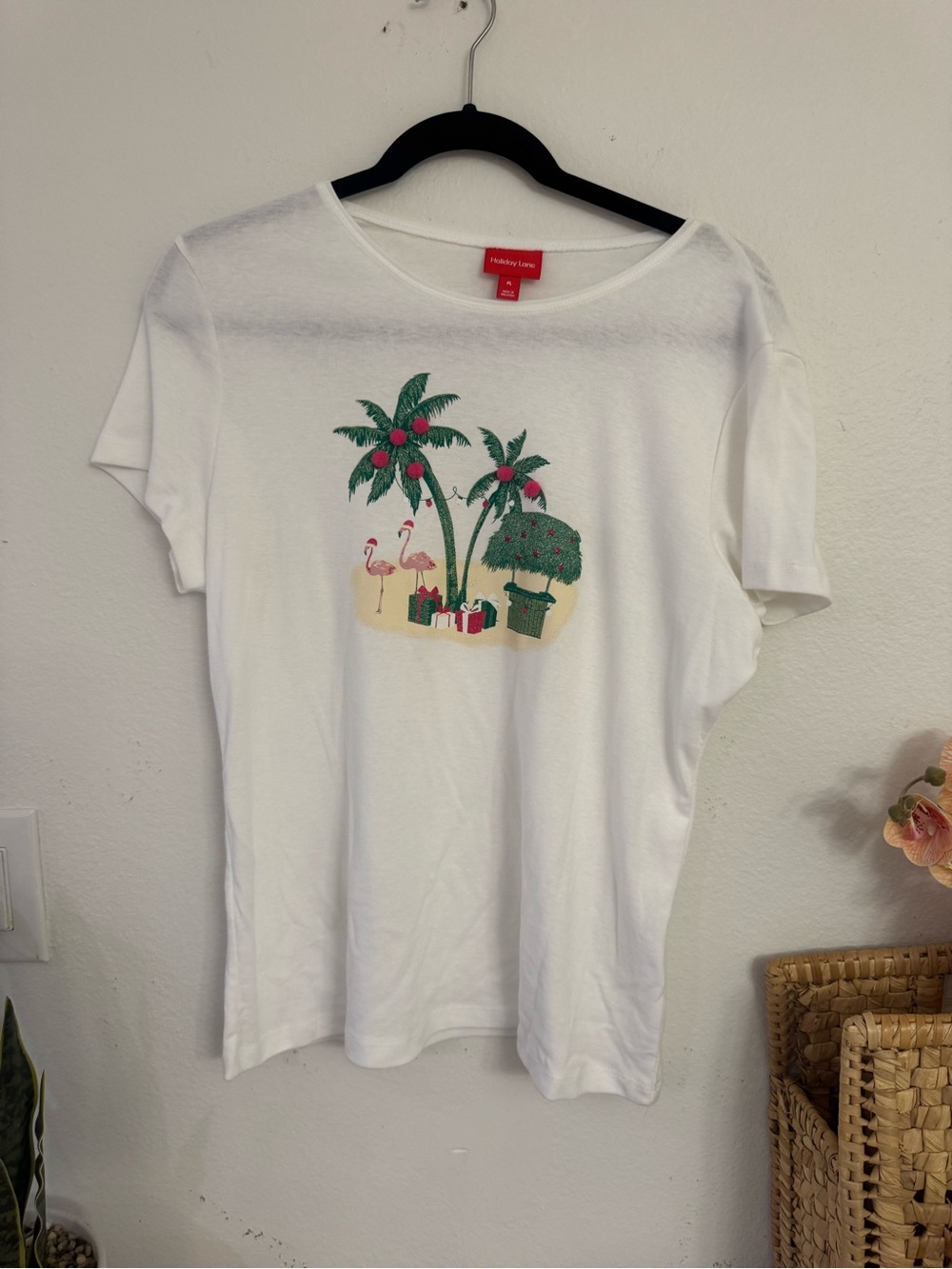 Holiday Lane White Palm Tree Graphic Short Sleeve Tee